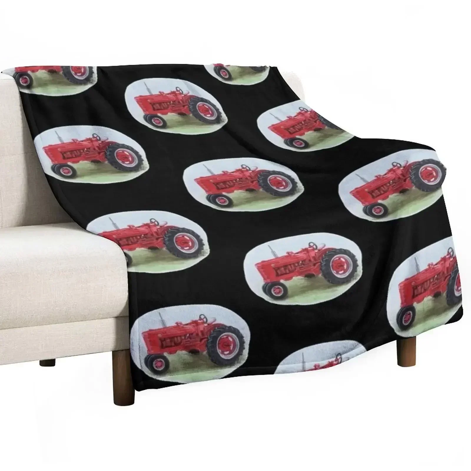 

Farmall Tractor (black background) Throw Blanket Soft Beds warm for winter Plush Blankets