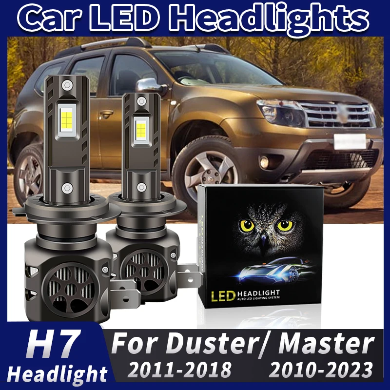 

2 шт. светодиодные фары H7 20000 лм для Renault Duster 2011-2018, Master 2010-2023, Mini Wireless, замена 1:1, автомобильная лампа H7, 12В