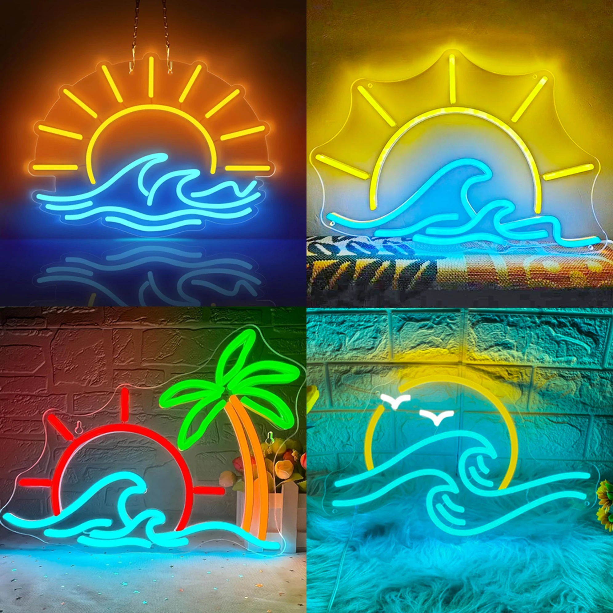 

Sunset Neon Sign Sunrise Art Light Wave Neon Dimmable Room Decoration Over Sea sun Neon For Home Party Theme Hotel Decor