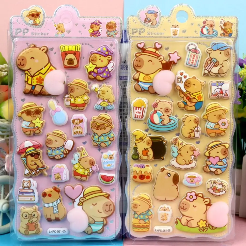 لطيف أرنب 3D منتفخ ملصق كابيبارا الكولاج صنع الكرتون ملصق DIY ديكور الإغاثة ملصق مجلة DIY #4