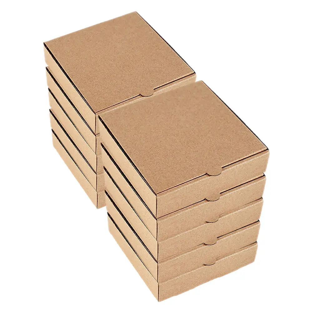 Paquete de 10 Cajas Mini para Pizza, Versátiles, de Cartón Kraft, para Mini Tartas, Galletas, Recuerdos de Fiesta, Bocadillos, Ideales para Viajes