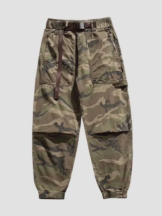 Comfortable Summer Thin American Retro Camouflage Loose Fit Casual Pants Men's Style Elastic Waistband Zipper Closure Leisure...