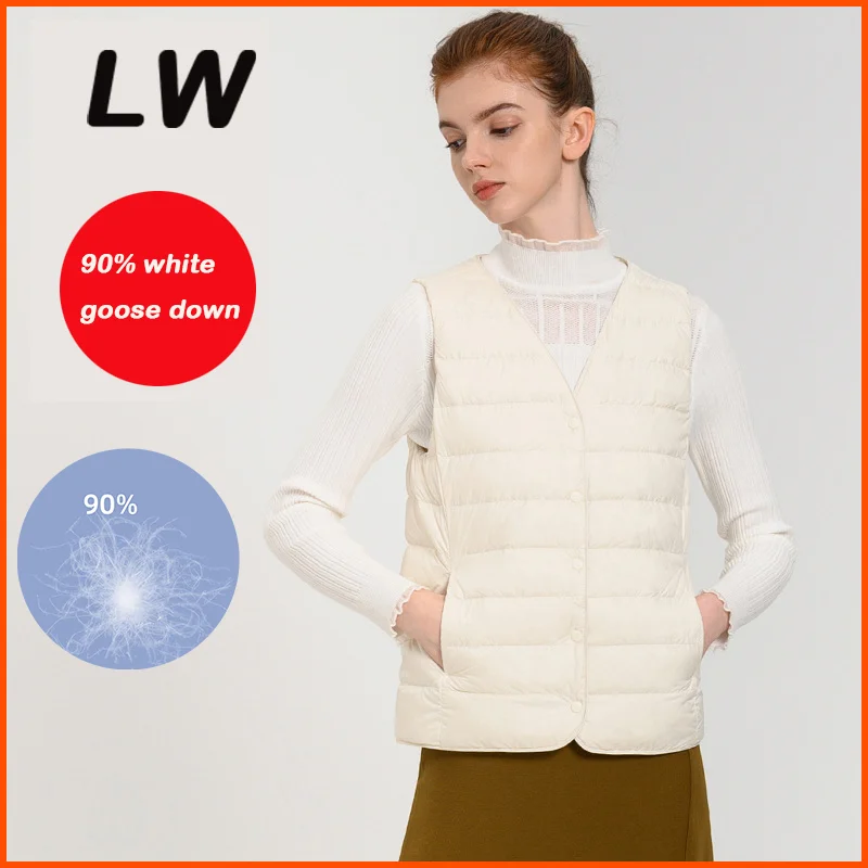 

2024 New Down Vest Lightweight Vest Women's Slim Fit 90% White Duck Down Winter Clothes Women Jackets for Women