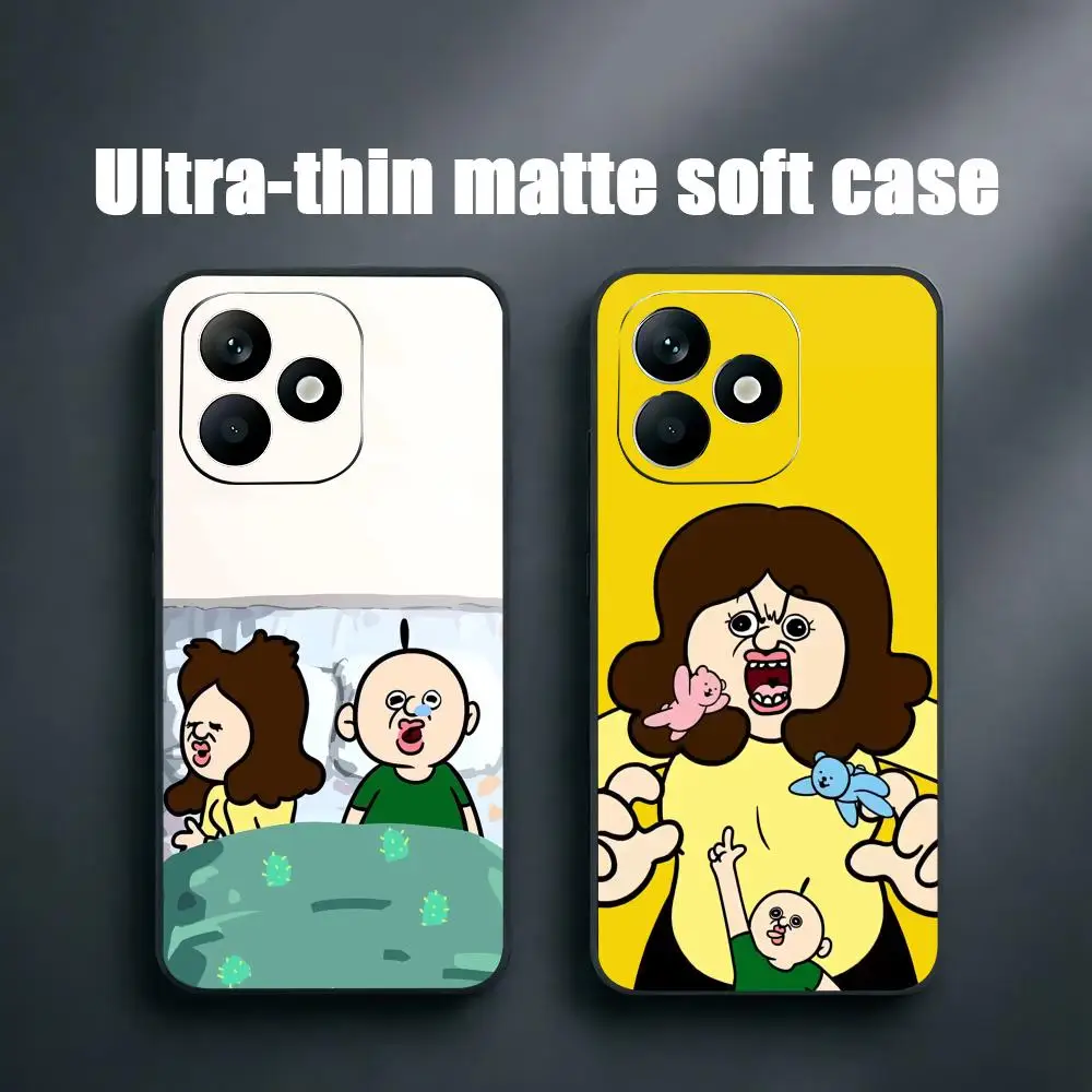 Funda de teléfono con dibujos animados de Bangbang Daily Life para Xiaomi Redmi Note 14 13 12 11 Pro Plus S 5G 14C A3, funda negra suave para teléfono
