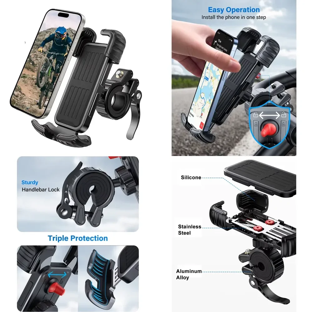 High Quality Aluminum Alloy Universal Metal Electric Bike Bicycle Bracket Bike Phone Mount Motorcycle Phone Holder