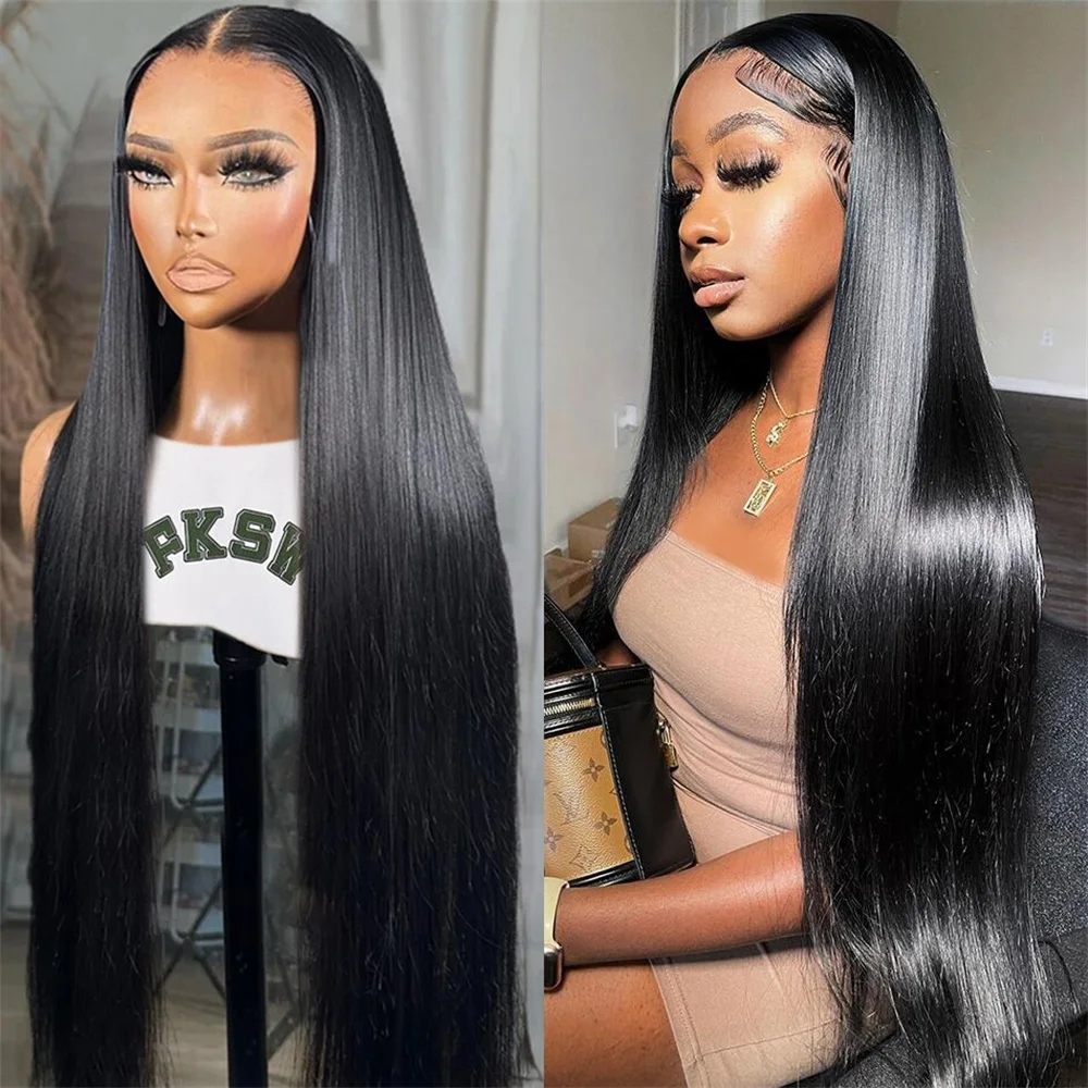 13x4 13x6 Transparent Lace Front Human Hair Wigs 180 Density Brazilian Bone Straight 4X4 Lace Closure Wig 12A Remy Glueless Wig