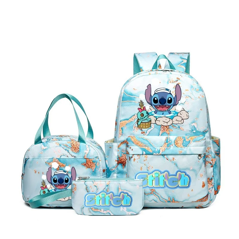 3Pcs Lilo & Stitch Anime Print Backpack Set, With Tote and Pouch, Large Capacity Lightweight And Breathable Outdoor Knapsack