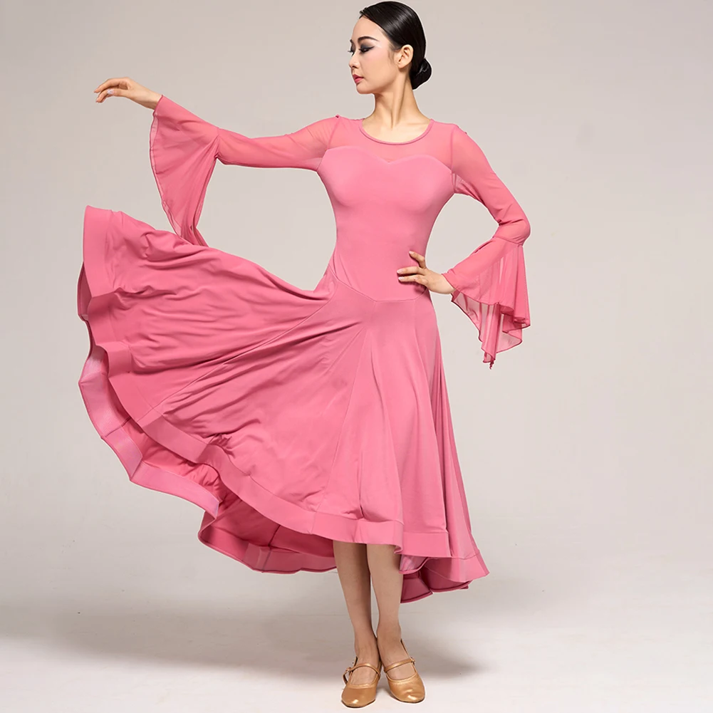 

Waltz dress 2024 New High Quality Long Dress Women Competition Ballroom Dance dress Standard Mesh dress Women Stage Costume