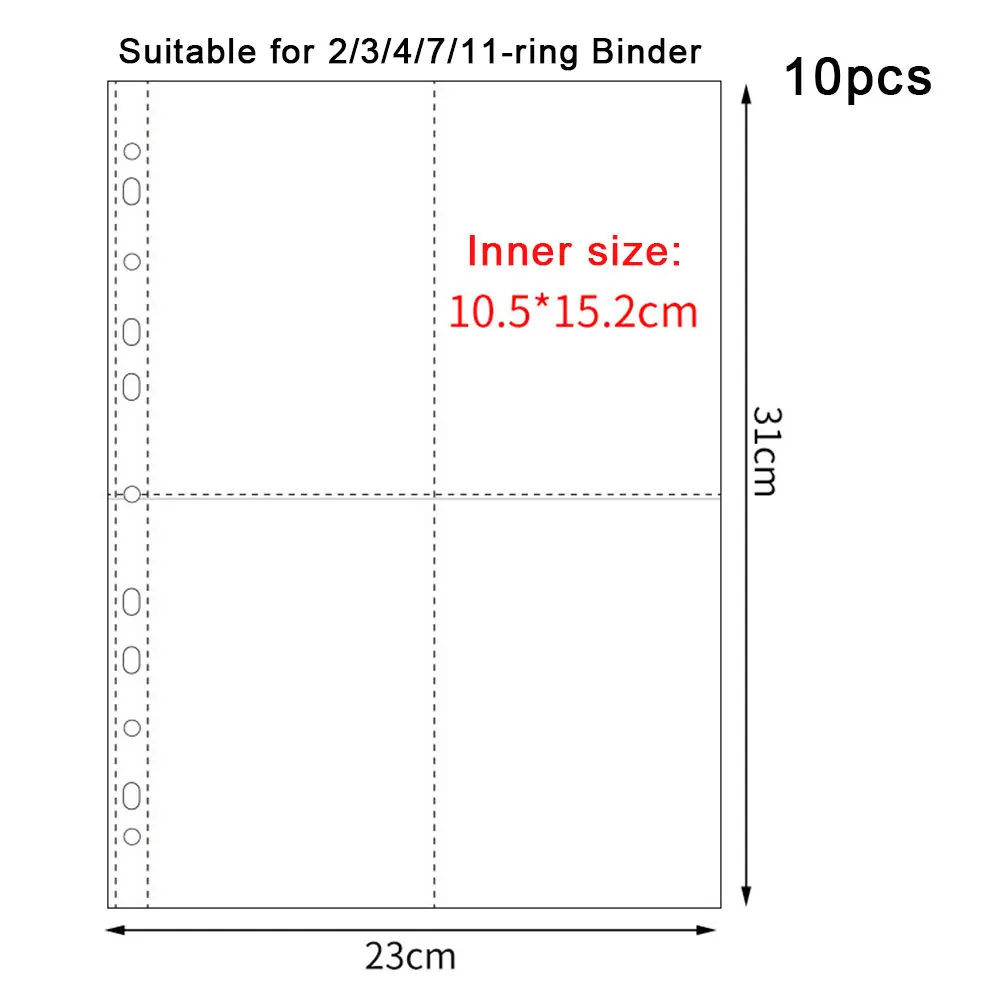A4 klar 10 pcs Fotoalbum Nachfüll seiten Akten schutz 4/11 Löcher 6 × 4 8 × 10 4/11 Ringbuch Fotokarten Postkarten karte Notizbuch