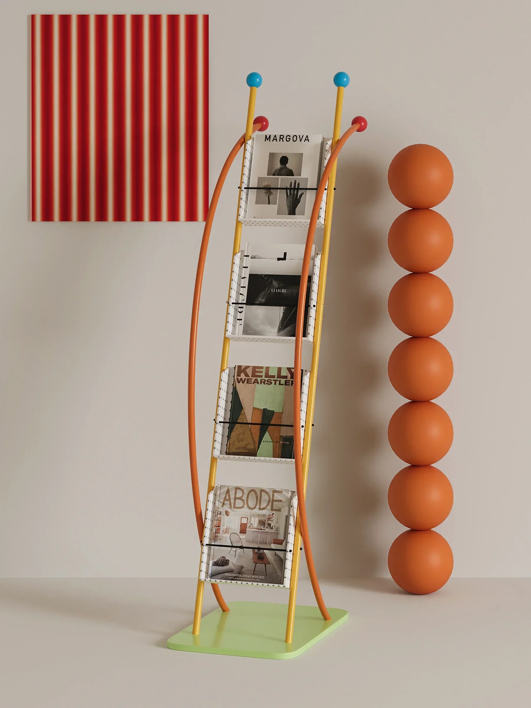 Simple home decoration atmosphere furniture Bauhaus Memphis book and newspaper shelf
