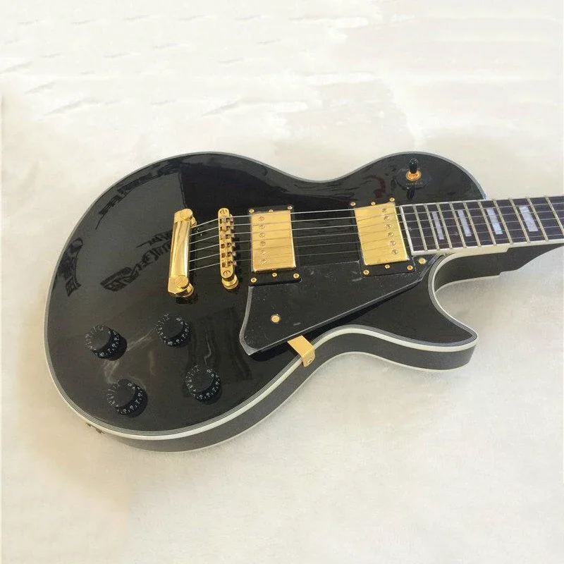 One piece LP black electric guitar with guaranteed quality and great feel, instrument can be customized