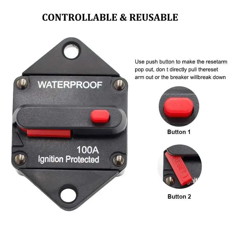 

RV 70A 48V Automotive Motor Fuse Inverter Marine Overload Protector Reset Circuit Breaker