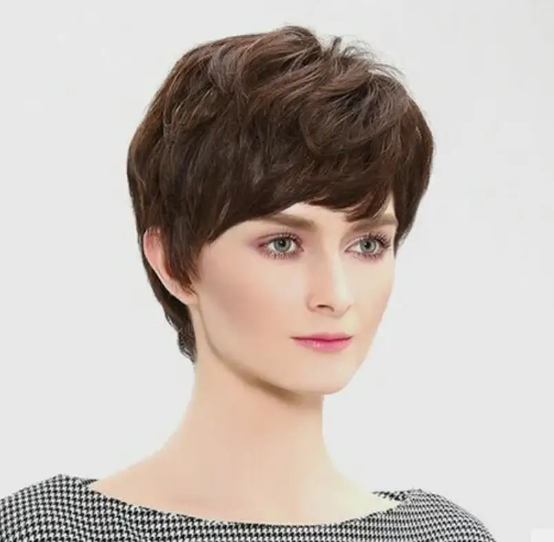 Brown Wigs for Women Short  Cut Wigs Synthetic Layered Natural Wig