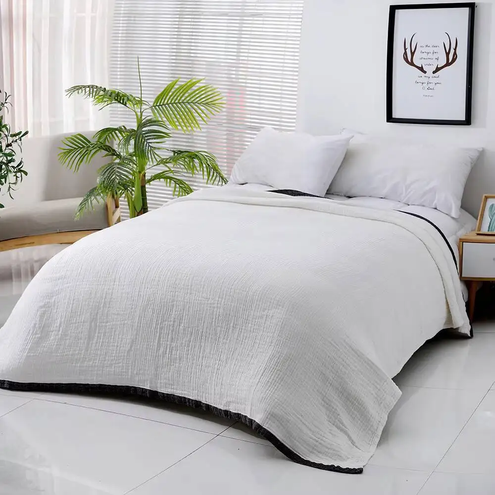 

Muslin Cotton Quilt Woven Bed Throw With Simple Style Soft Cooling Baby Towel Blanket Multi-layer towel quilt, sofa cover cloth