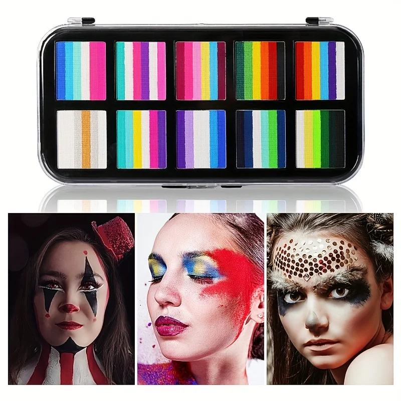 

10-цветная радужная палитра, водорастворимая! Односторонняя раскраска для вечеринки-единорога выглядит. Мойся от чистки.