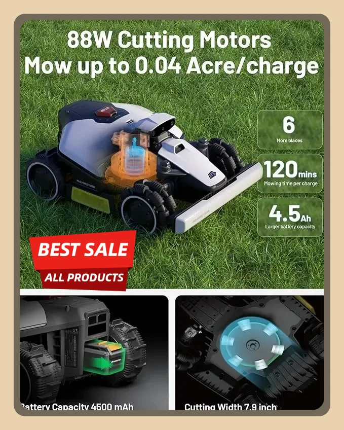 

Робот-газонокосилка LUBA Mini AWD 800, макс. 0,25 Acre с 4G, цельноколесным приводом для 80% наклона, прием 0,2 Acre