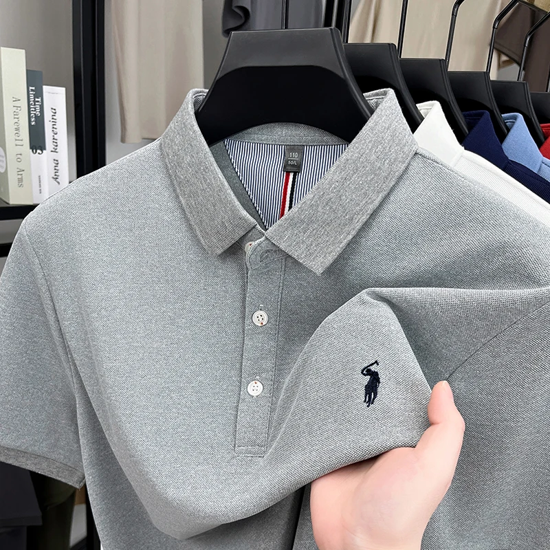 High end brand short sleeve men's polo shirt luxury pony embroidery summer lightweight breathable T-shirt new fashion Paul top image 4