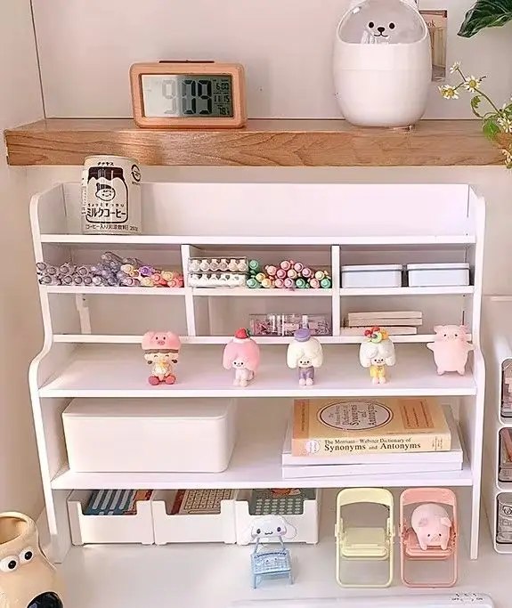 1 PC Multi-Layer Desk Shelf Desktop Office Storage Rack Cute Simple Stationery Organizer Arrangement