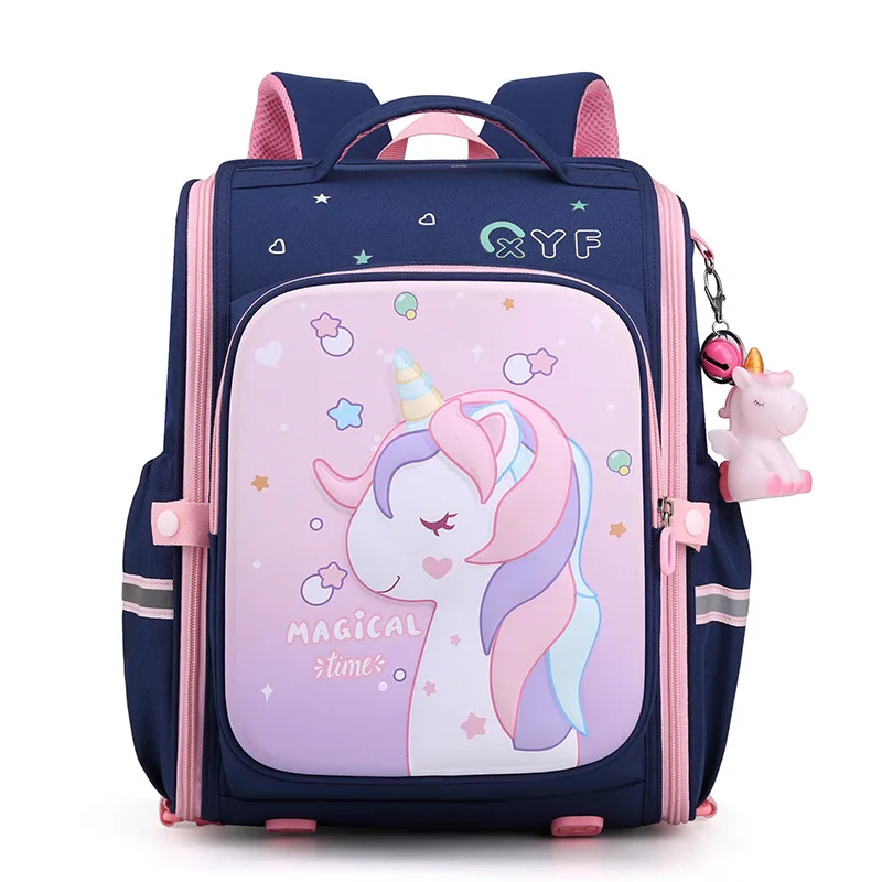 Cute Unicorn Backpack  2026 New Large Capacity Nylon Lightweight Waterproof School Bookbag with Pendant for Primary Students