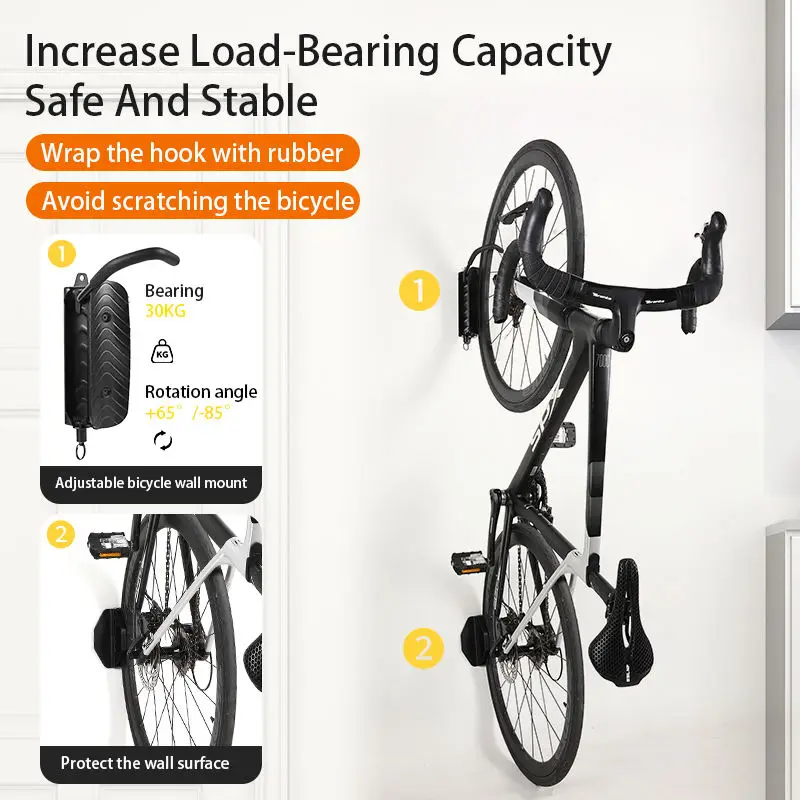 Bike Wall Mount Vertical Space Saving Wall Mount Bicycle Rack for Garage