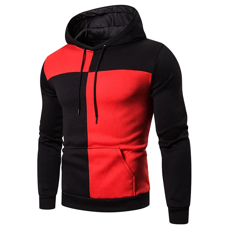 2024 autumn and winter men\'s casual hooded jacket, men\'s AliExpress European color block hoodie, men\'s