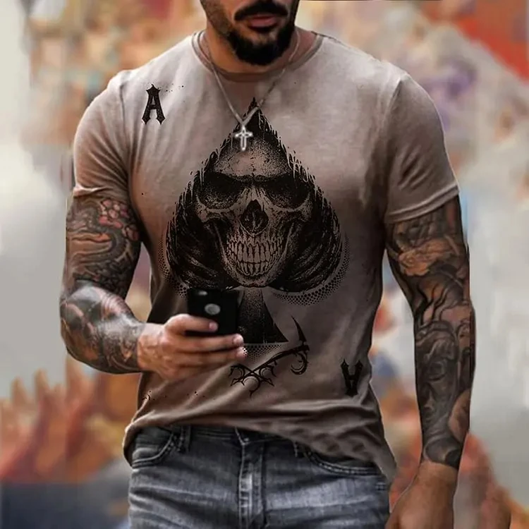 Men\'s T-Shirt For Men Clothing Skull Graphic Horror 3D Print Summer Tops Short Sleeve Fashion Casual Oversized Tee Shirt Street