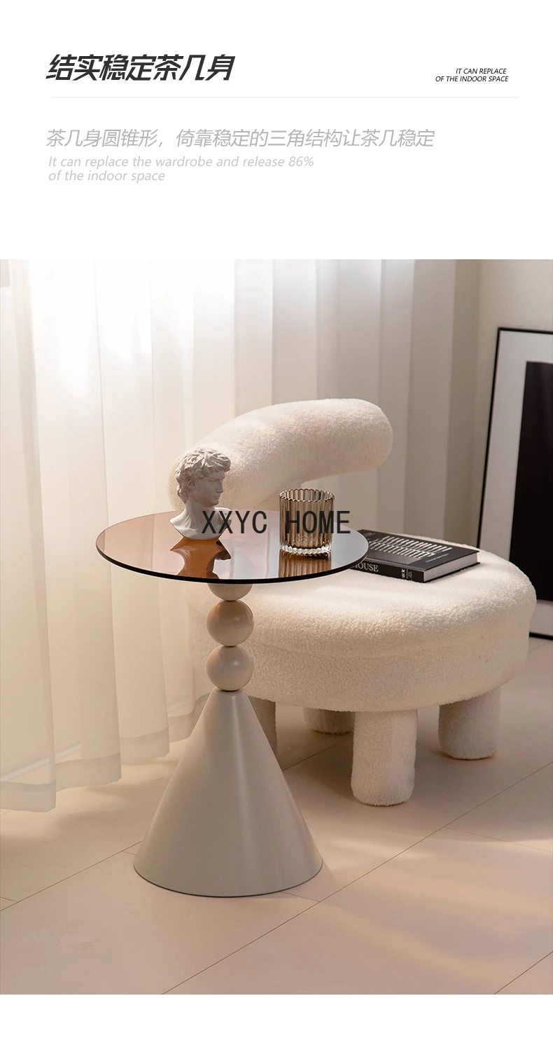 European Coffee Table Sofa Light Luxury Tea Coffee Simple Living Room Glass Design Corner Table Reception Tea Table