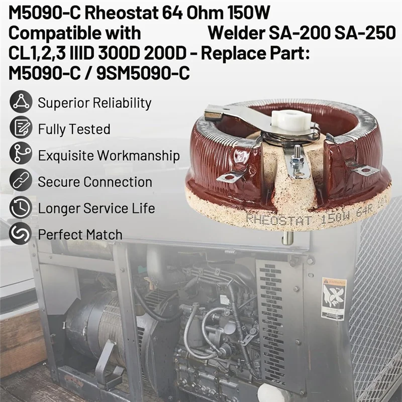 

Реостат M5090-C M5090C, 150 Вт, 64 Ом, реостат, совместимый с сварочным аппаратом SA-200 SA-250 CL1,2,3 IIID 300D 200D-ABHG