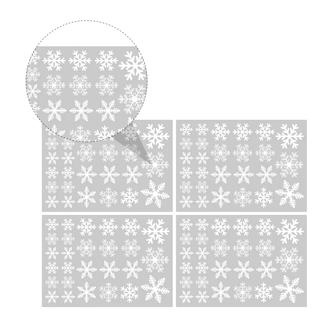 

4 Sheets Snowflake Window Decals Christmas Showcase Sticker for Glass Wall Decoration Festive Home Party Theme Design