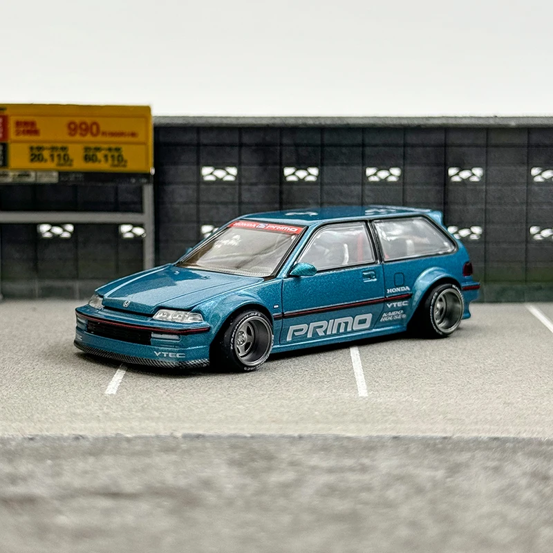 Diecast 1/64 Scale MINI GT Honda Civic EF Sports Car Model Alloy Nissan Honda Civic EF Car Model Collection Decoration