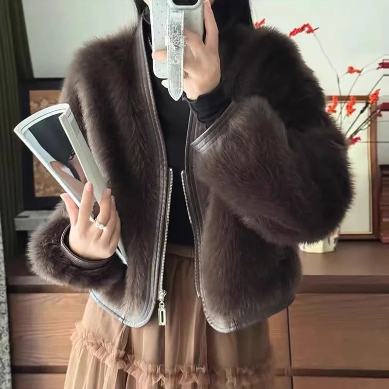 Women Mink Fur Velvet Snow Orchid Loose Jacket Fragrant Short New Fur 2026 Integrated Thick Autumn and Winter Warm Splicing Top