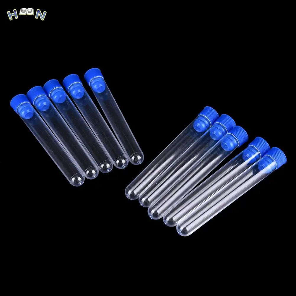 Plastic Test Tubes Hard Plastic Test Tube With Wing Plug for Office School Chemistry Supplies 10*80mm 10pcs Clear