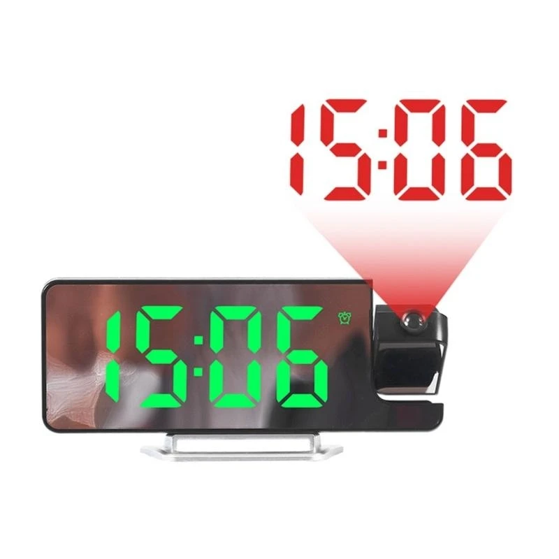 97qc 180 ° Rotation Projection Récipient d'alarme avec température du temps Snipon l'alarme numérique Horloge table 12