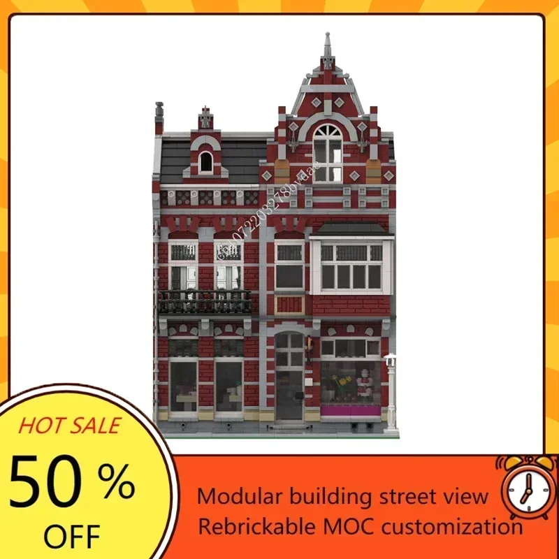 3419PCS Customized MOC Pastry Shop modular street view Model Custom Puzzle Adultren birthday toys Christmas gifts