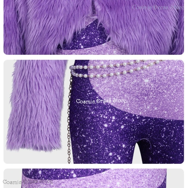 Kostium Cosplay Gazela z filmu Zoo Cartoon dla dorosłych i dzieci, fioletowy płaszcz, strój sceniczny dla piosenkarki, błyszczący strój Shakiraas Cosmic Dress Store, rok 2025