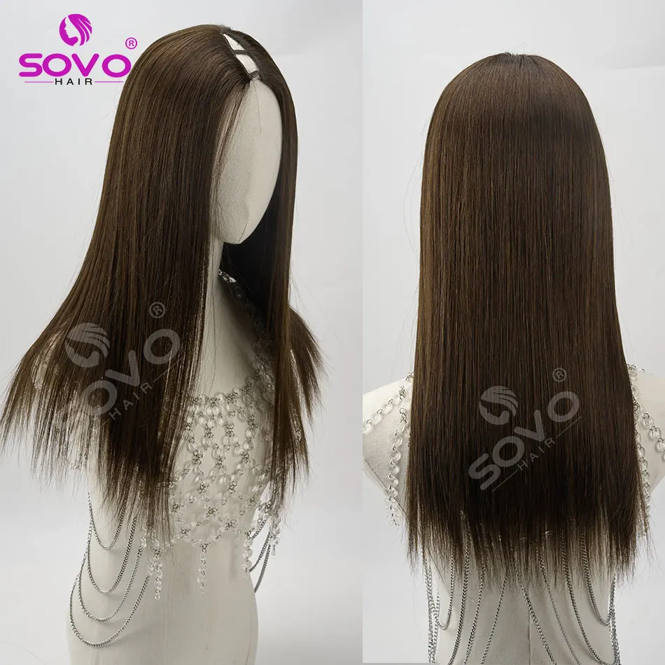 U Part Wig Human Hair Glueless U Part Wigs Natural Black Remy Human Hair Wig Beginner Friendly Protective Style For Women view 2
