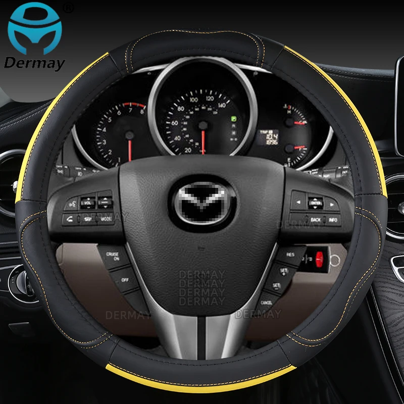 for Mazda CX3 CX4 CX5 CX6 CX7 CX8 CX9 CX30 CX50 CX60 CX70 CX80 CX90 Genuine Leather Car Steering Wheel Cover Auto Accessories