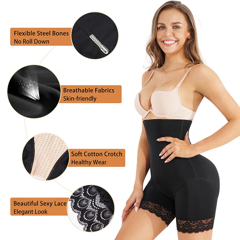 Seamless Slimming Shorts for Women Lace Shapewear High Waist Underpants Soft Compression Underwear Tummy Control Butt Lifter