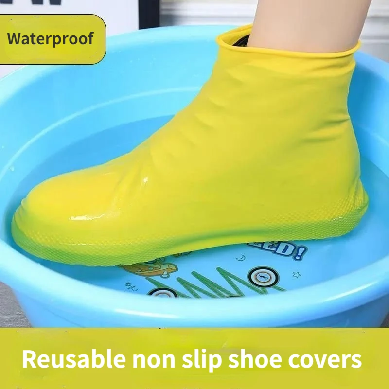 Waterproof Shoe Covers Silicone Anti-Slip Rain Boots Unisex Sneakers Protector for Outdoor Rainy Day Reusable Rain Shoe Covers