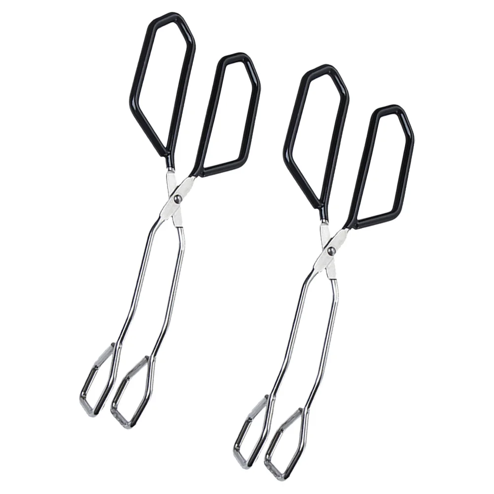 

2 Pcs Anti-scald Food Tongs Dish Grilling Stainless Press Squeezer BBQ Clip Barbecue Fashion