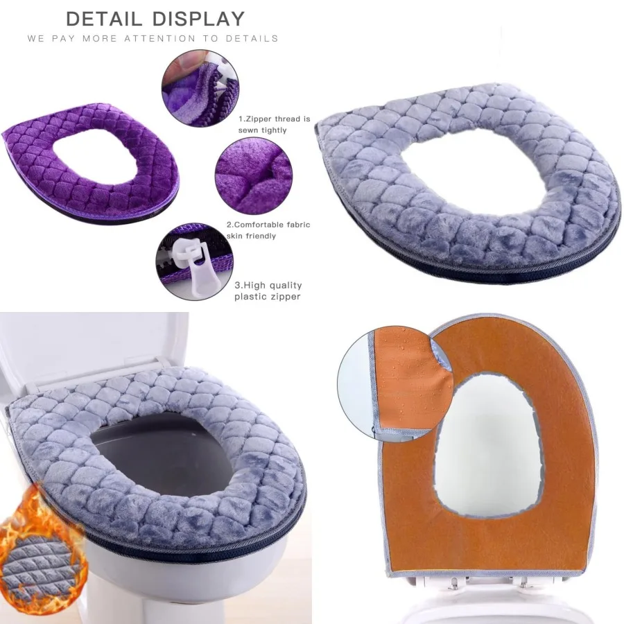 

Мягкая моющаяся подушка на сиденье унитаза для повышенного комфорта и гигиены в домашней ванной комнате. Многоразовые толстые теплые накладки с.