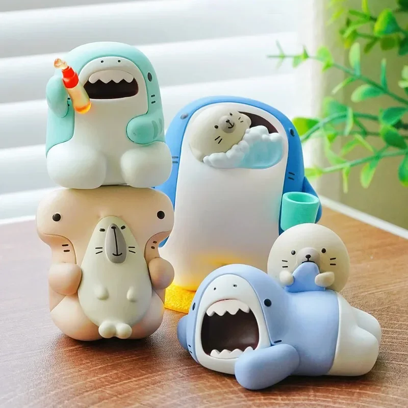 Soft and Delicious Series Blind Box Anime Figures Shark King and Seal King Collectible Model Toys Mystery Box Ornament Kid Gifts