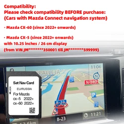 GPS Card for Mazda CX-5 CX-60 2022+ Newest Maps Version Navigation SD EU Russia