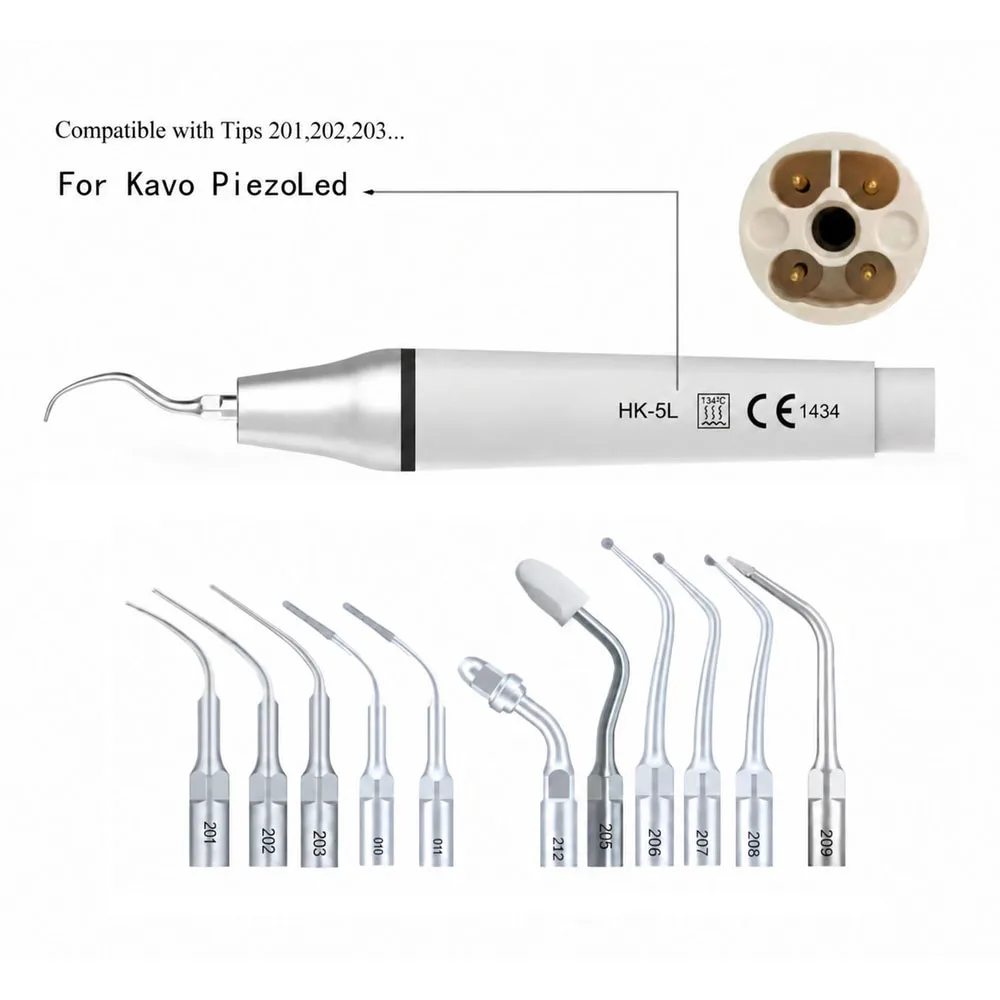 Handpiece For KAVO PiezoLed Dental Ultrasonic Scaler Dentistry with Tip Scaling Tips 201 202 203 Removing Supragingival
