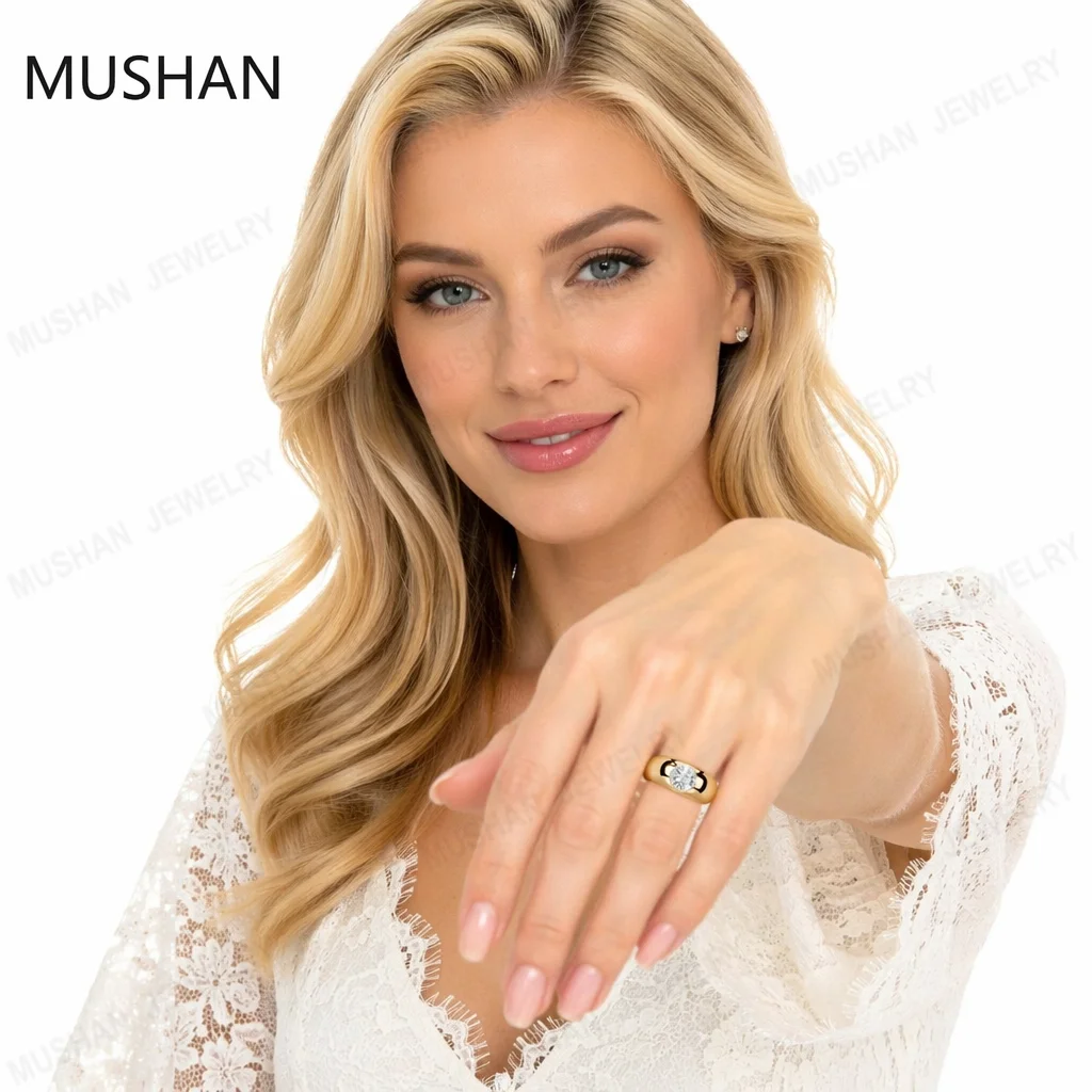 MUSHAN Bespoke Luxury Jewelry 925 Sterling Silver Rings Women Real D Color VVS Level Moissanite Diamond Ring GRA Certificate