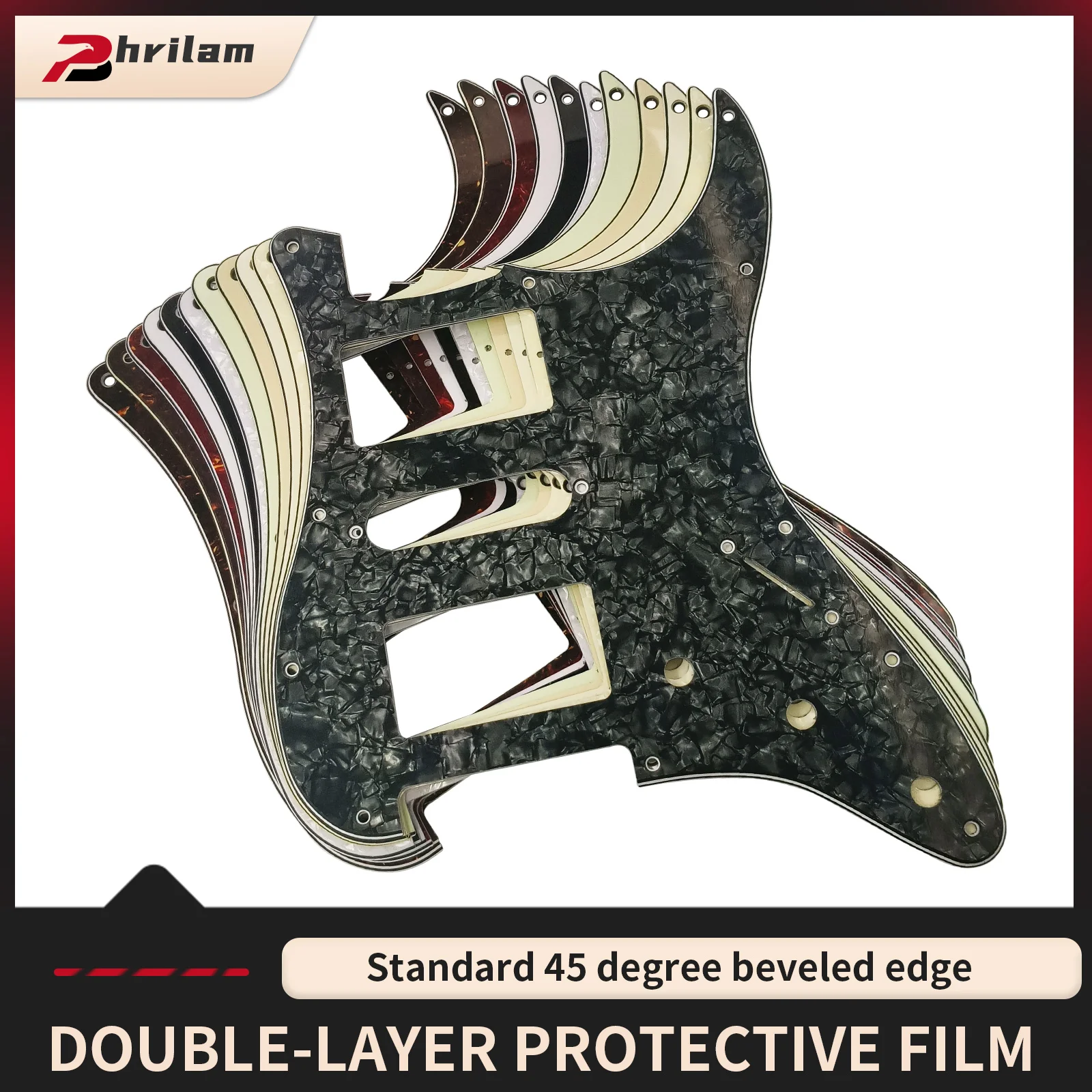 PHRILM HSH 11 Hole 3-Layer Electric Guitar Guard, Includes Mounting Screws - For Electric Guitar Enthusiasts, Fits ST