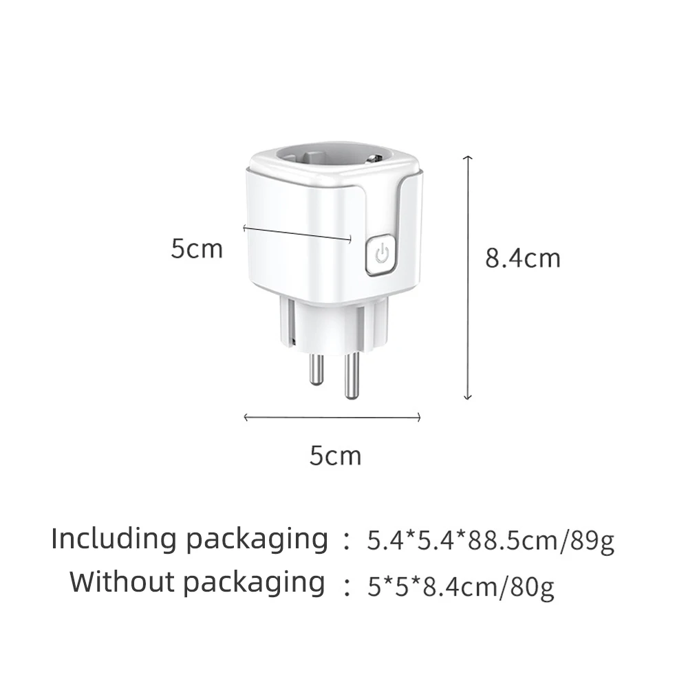 Smart WiFi Plug com Temporizador, Adaptador UE, Tomada, Monitor de Energia, Funciona com Tuya, Alexa, Google Home Assistant, 16A, 20A