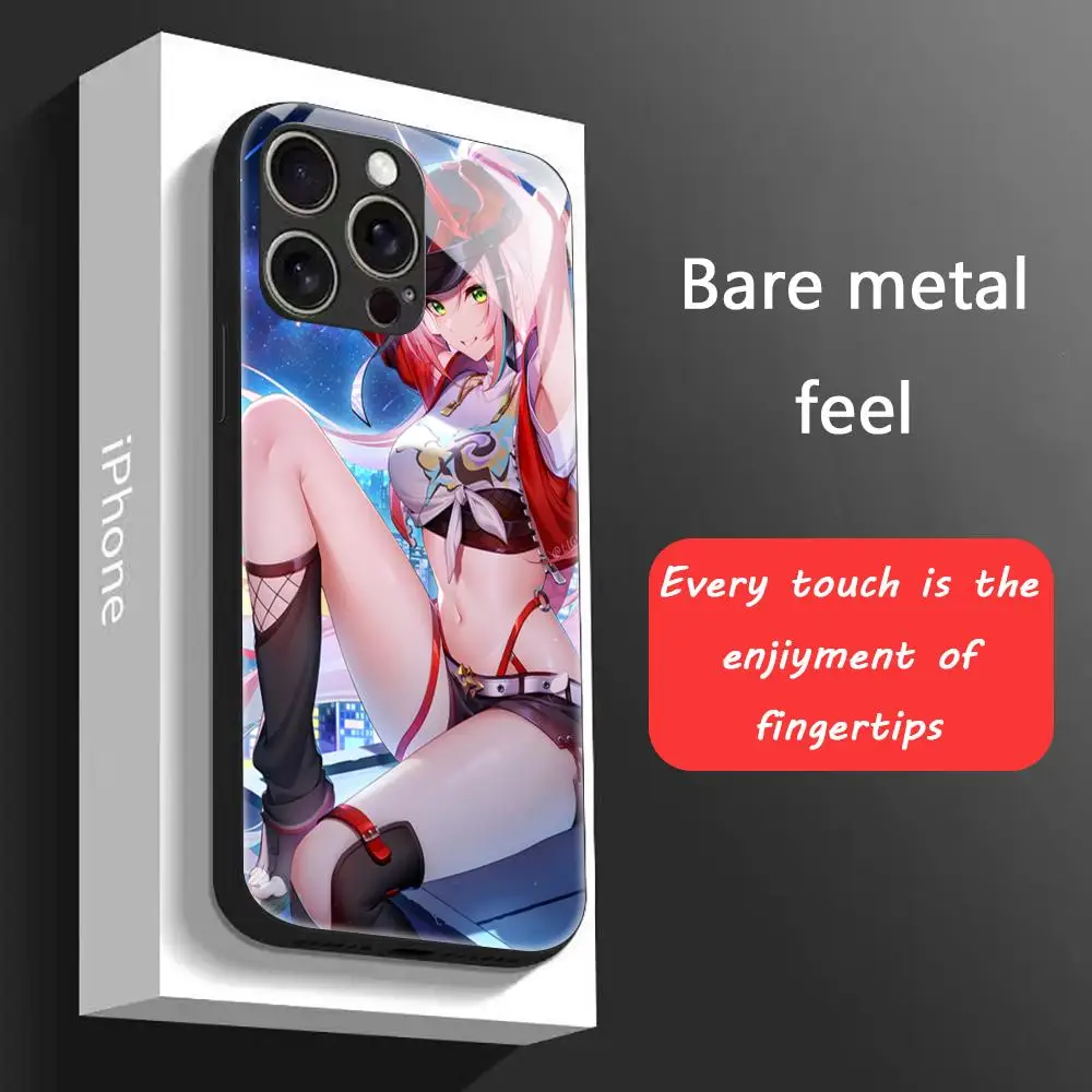 HonkaiStarRail Rappa جراب هاتف آيفون 16 15 14 13 12 11 X XR XS 8 Plus Mini Pro Max جراب هاتف مغناطيسي زجاجي