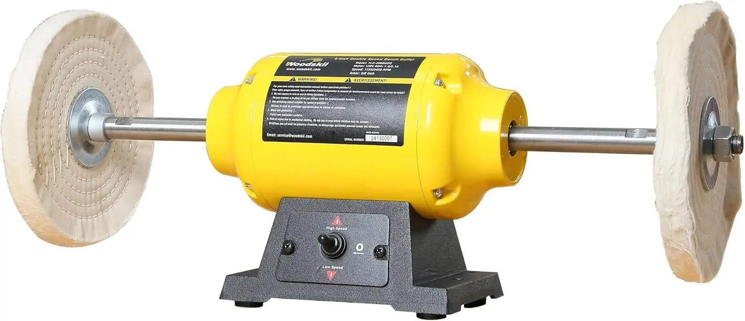 

8" Dual Speed Bench Buffer Polisher 1725/3450 RPM, 1.8/3.1A Jewelry Polishing Machine with 2 Cotton Wheels