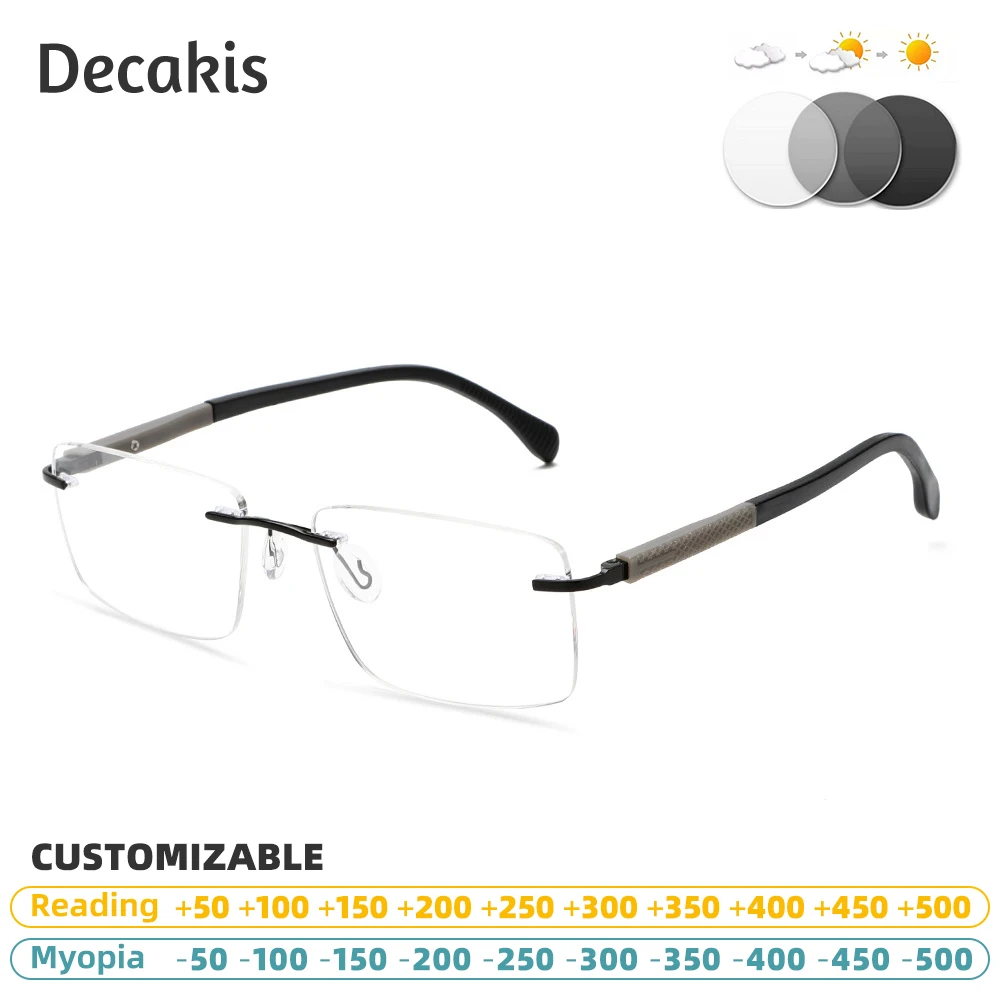 

Men's reading glasses trendy rimless computer eyepieces for reading photochromic Lenses with diopters Sale Ultralight Eyeglasses